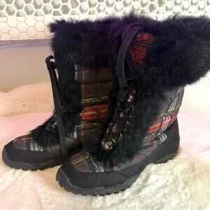 COACH Poppy Jennie Red Plaid Boot 6.5B